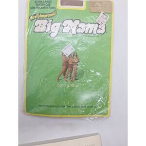 Vintage Big Mama Pantyhose Beigetone Cotton Crotch XL 230-300 Lbs.